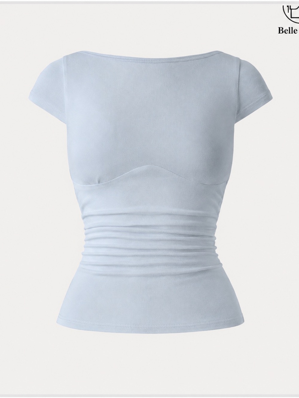 OGL Pale Blue Ruched Cap Sleeve Knit Top
